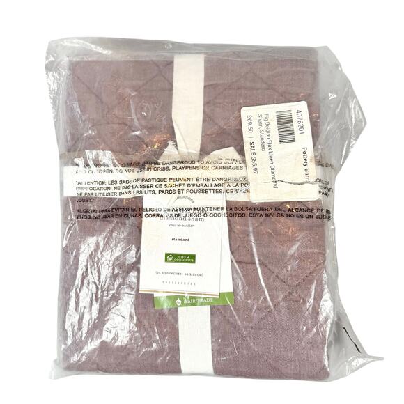 Pottery Barn Fig Pillow Sham Belgian Flax Linen 26"x20" NWT - Picture 1 of 3